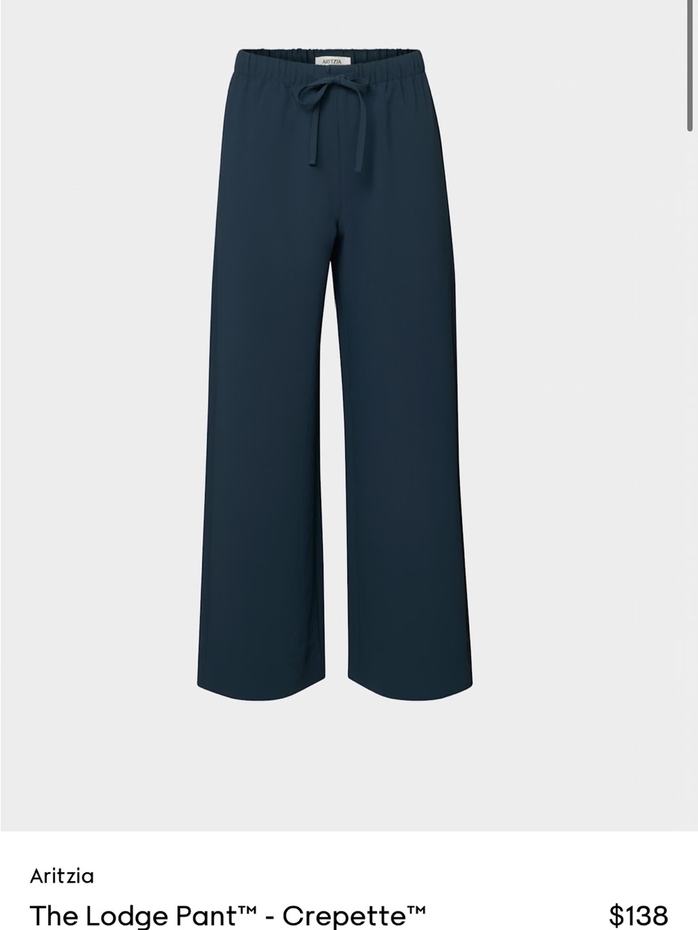 Aritzia Wide-Leg Lounge Pants in Dark Navy